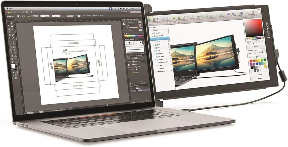 Lexibook X Mobile Pixels - Trio Max 14" nešiojamas ekrano monitorius - full hd ips 1080p usb a & c - suderinamas su pc ir mac - dvigubas monitoriaus ekranas su pasukimu darbui iš namų - triomax