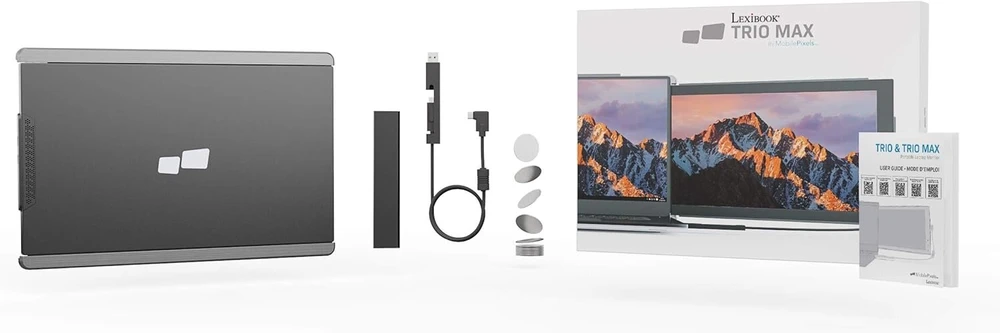 Lexibook X Mobile Pixels - Trio Max 14" nešiojamas ekrano monitorius - full hd ips 1080p usb a & c - suderinamas su pc ir mac - dvigubas monitoriaus ekranas su pasukimu darbui iš namų - triomax