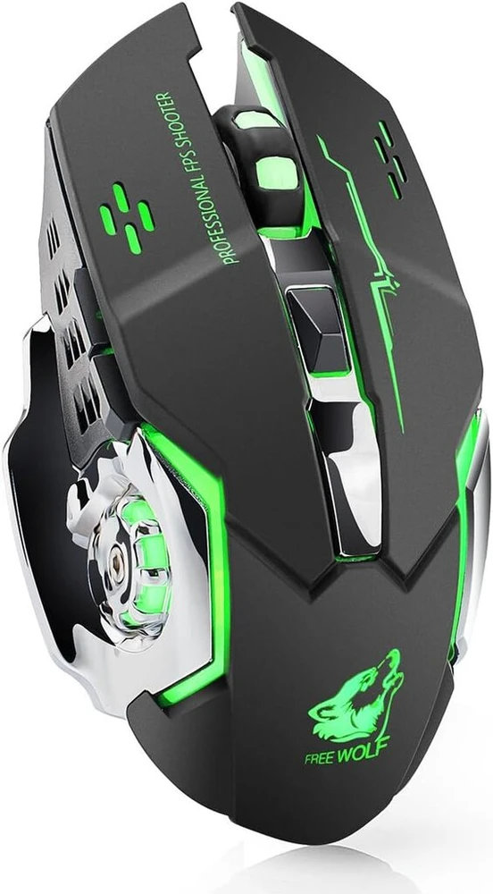 Lexonelec belaidė pelė x 8 įkraunama 2.4 ghz tyli 7 spalvų led kvėpuojantis apšvietimas tarantula reguliuojama optinė ergonomiška belaidė žaidimų pelė