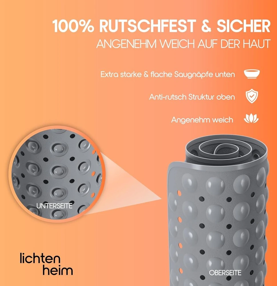 Lichtenheim neslystantis dušo kilimėlis jautriai odai 100 x 40 cm - su 2 kabliukais