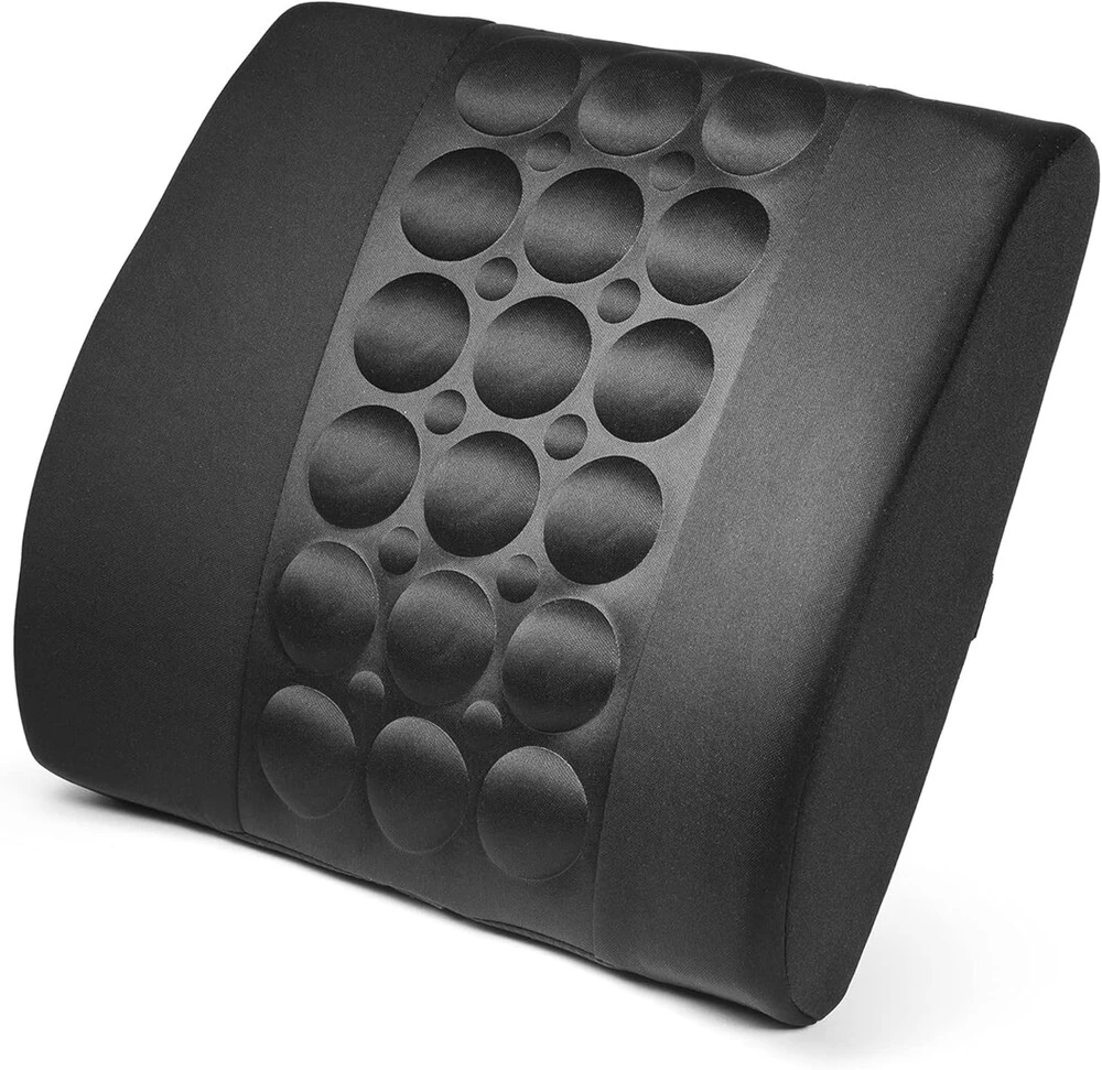 Lifenaxx ergonominė nugaros pagalvėlė automobiliui, biurui, namams, palaiko nugarą ir koreguoja blogą laikyseną, juosmens pagalvėlė pagaminta iš atminties putų, juosmens atrama lx-022, juoda