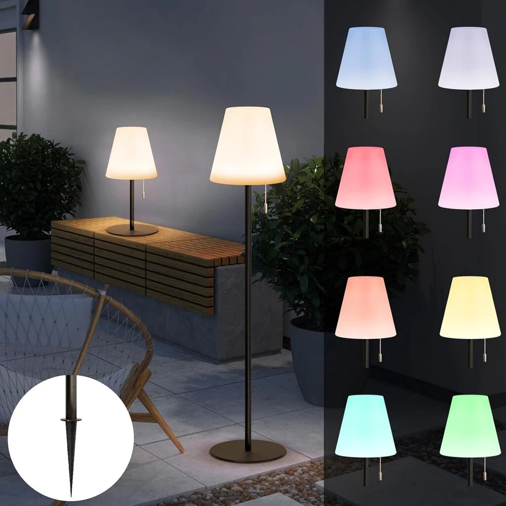 Light to Hope Led grindinė lempa, pritemdoma, Usb įkraunama lauko grindinė lempa, šiltai balta ir Rgb baterija, belaidės Led lempos Ip44 atsparios vandeniui laukui, terasoms, sodui (juoda, 100 cm)