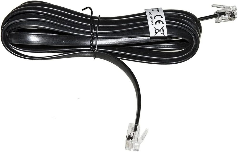 Link Lkct20 plokščias telefono kabelis Rj12 6p6c, juodas, 2 m