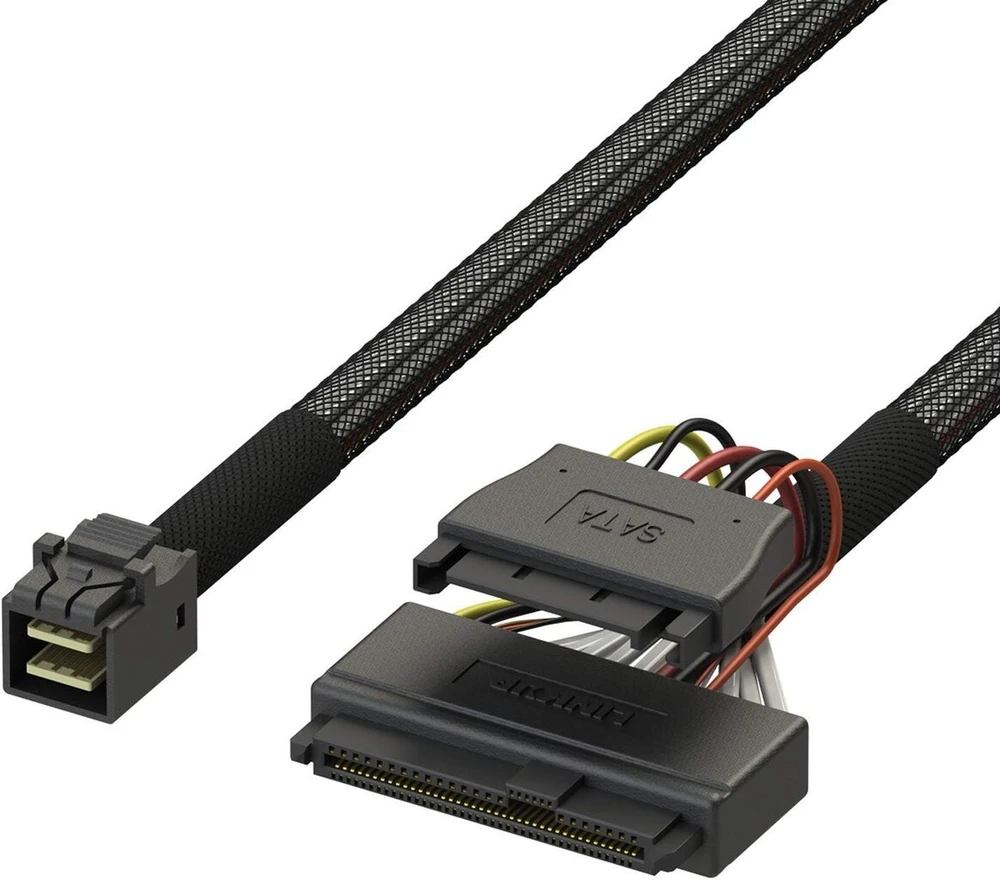 Linkup vidinis 12g u.2 kabelis (85ohmz pcie3.0 mini sas hd į u.2 / sff-8643 į sff-8639 kabelis) su sata maitinimu - 1.2m/4 pėdos