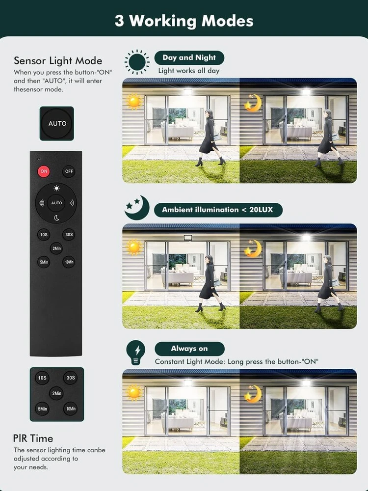 Litglobe Led prožektorius su judesio davikliu lauke 100 W, 10000 lm priekinis žibintas su nuotoliniu valdymu, 6500 K šaltai baltas led prožektorius, ip66 vandeniui atsparus prožektorius su judesio davikliu lauke garažui