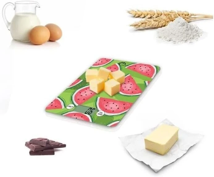 Little Balance 8339 Slim Fit elektroninės virtuvinės svarstyklės, grūdintas stiklas, plastikas, Bd Watermelons