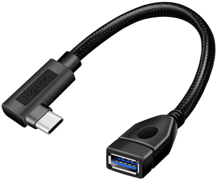 Logilink Cu0100 Usb 3.2 (gen2) kabelio adapteris 10 gb, type-c (90° kampu) į type-a su otg funkcija (on-the-go), 20 cm