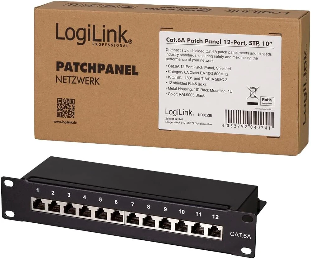 Logilink profesionalus patch panelis cat 6 A 500 Mhz, juodas