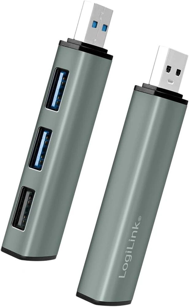 Logilink Usb 3.2 (gen2) 3 prievadų šakotuvas, aliuminio korpusas su apsauginiu dangteliu