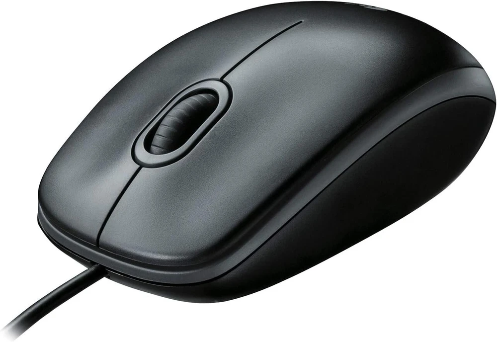 Logitech B100 pelė su laidu, Usb jungtis, 800 Dpi optinis jutiklis, 3 mygtukai kairiarankiams ir dešiniarankiams, Pc / Mac - juoda
