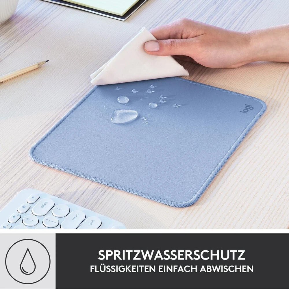 Logitech Mouse Pad - Studio Series, kompiuterio pelės kilimėlis su neslystančiu guminiu pagrindu, lengvas slydimas, atsparus purslams, patvarios medžiagos, nešiojamas, gaivus, modernus dizainas - mėlyna/pilka