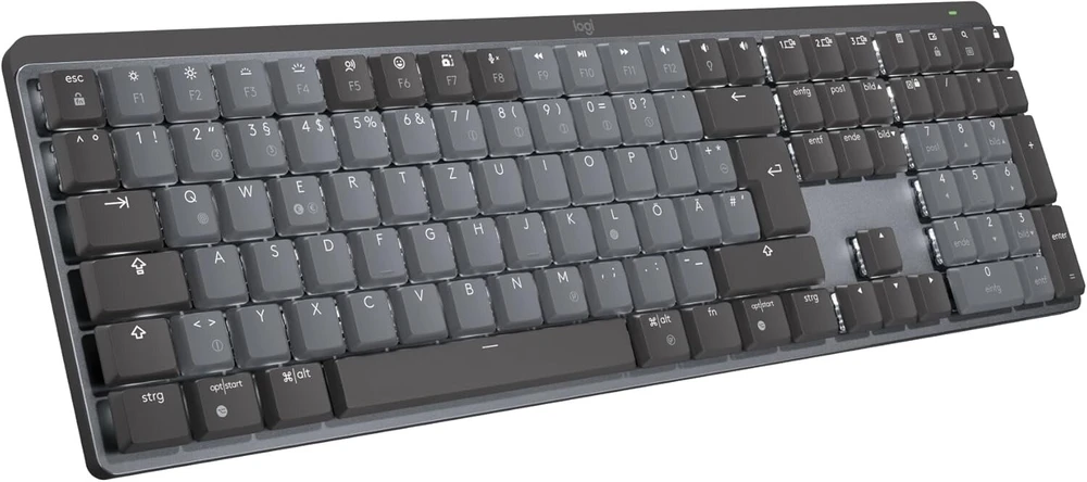 Logitech Mx Mechaninė Wireless Illuminated Performance klaviatūra, Linear Keys, apšvietimas, Bluetooth, Usb-c, Macos, Windows, Linux, Ios, Android, Metal, German Qwertz - pilka