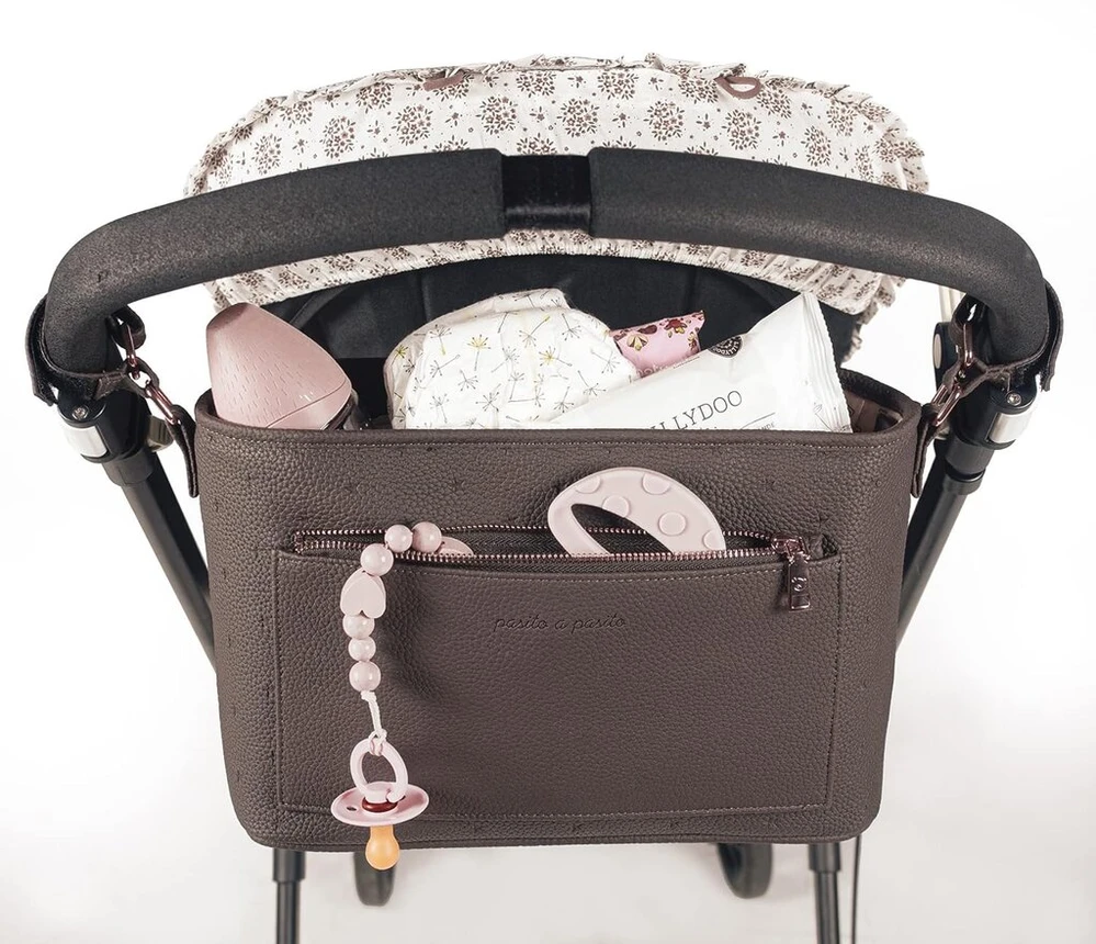 London Pram Organizer krepšys, dirbtinė oda, praktiškas, elegantiškas ir erdvus kelionėms, spalva: ruda