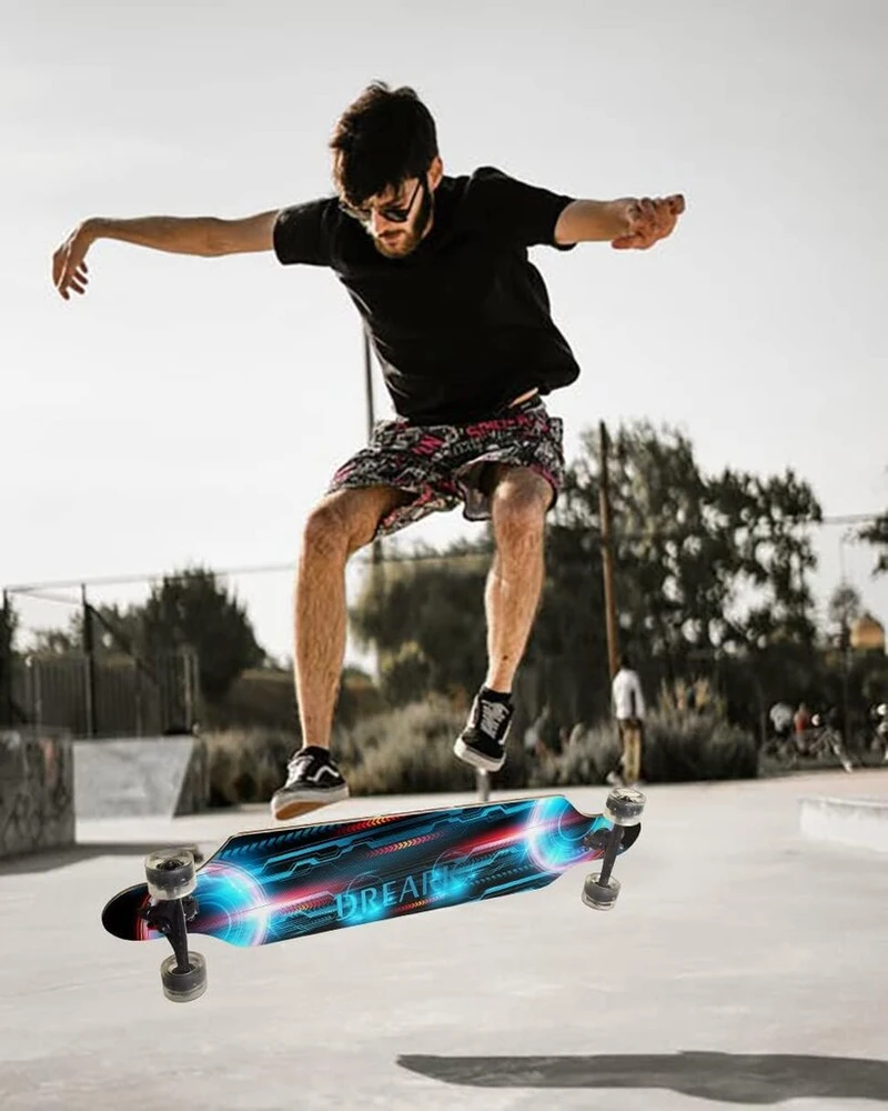 Longboard'as, 42 colių, Abec-11 guoliai, 8 sluoksnių klevo medienos kruizeris, pilnas riedlentė, iki 120 kg, su T formos įrankiu ir Pu šviečiančiais ratukais, suaugusiems, mergaitėms, berniukams, pradedantiesiems.