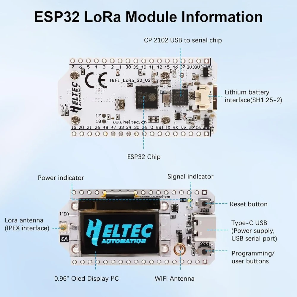 Lora esp32 v3 plokštė su 3000 mah baterijos rinkiniu aywhp meshtastic lora esp32 su 868 mhz antena ir oled ekranu, skirta kūrimo plokštė wifi + ble dviejų branduolių iot plokštė, suderinama su arduino/meshtastic