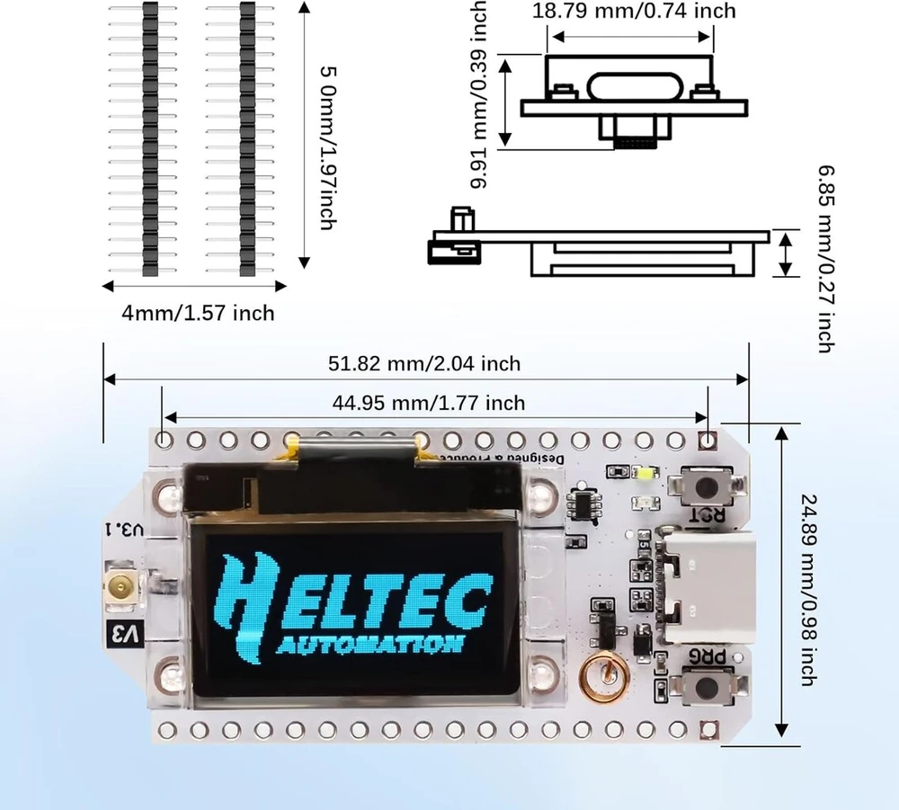 Lora esp32 v3 plokštė su 3000 mah baterijos rinkiniu aywhp meshtastic lora esp32 su 868 mhz antena ir oled ekranu, skirta kūrimo plokštė wifi + ble dviejų branduolių iot plokštė, suderinama su arduino/meshtastic