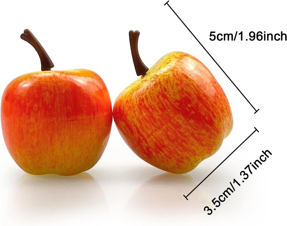 Lorigun 30 vnt. dirbtinių tikroviškų simuliacijų 3,3 cm mini obuolių, netikrų vaisių nuotraukų rekvizitų modelis