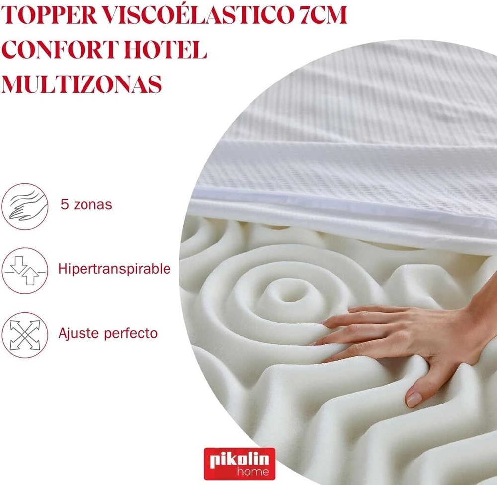 Lova Pikolin Home Viskoelastinis Antčiužinis, kelių zonų, 7 cm storio antčiužinis, skirtas 80 cm lovoms, nuimamas ir laidus orui, viskoelastinis antčiužinis, 80 x 190 cm