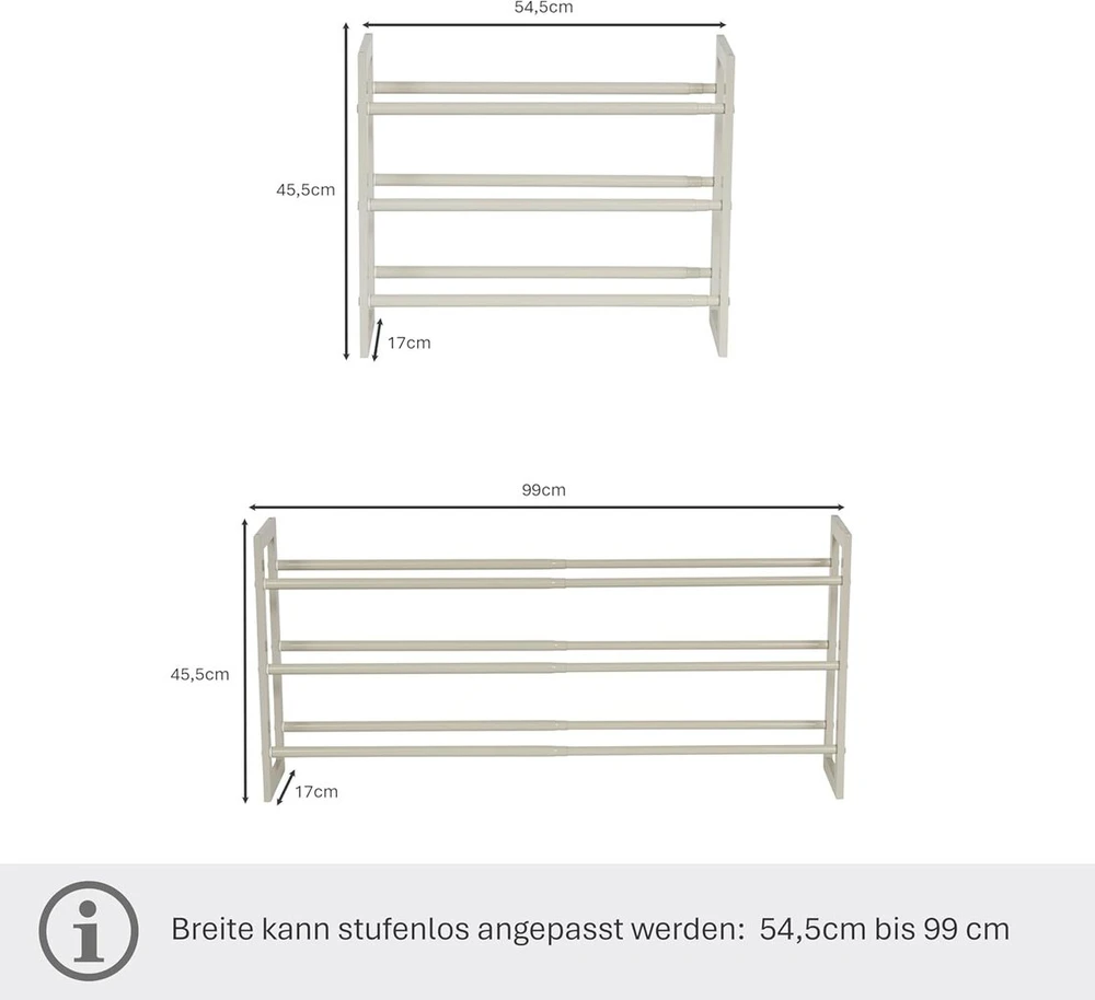 Love It Store It Ištraukiamas batų stovas - metalinis ir medinis batų stovas iki 15 porų batų - batų laikymo sprendimas 3 lygiuose - ištraukiamas, tvirtas - pilkas