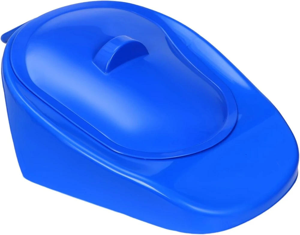 Lovos puodas su dangteliu, plastikinis pacientų puodas, naktinis puodas, lovos pisuarai vyrams, moterims, pagyvenusiems žmonėms, mėlynas