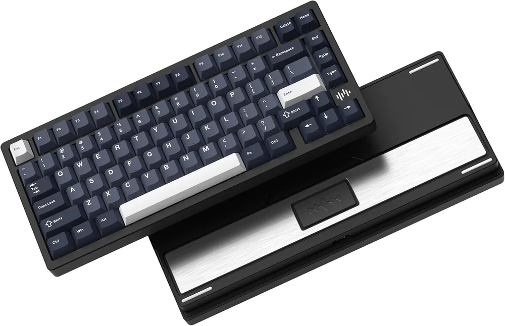 Lqxq Rd75 Pro 75% žaidimų klaviatūra, greito atjungimo belaidė aliumininė, Via trijų režimų mechaninė klaviatūra, pritaikoma karšto keitimo su Rgb creamy klaviatūra, skirta Windows/mac/pc - juoda