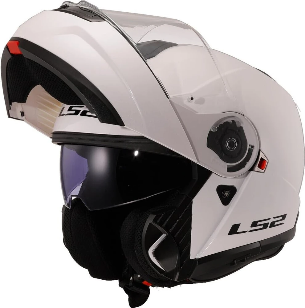 Ls2, atverčiamas motociklo šalmas strobe ii gloss baltas, xl