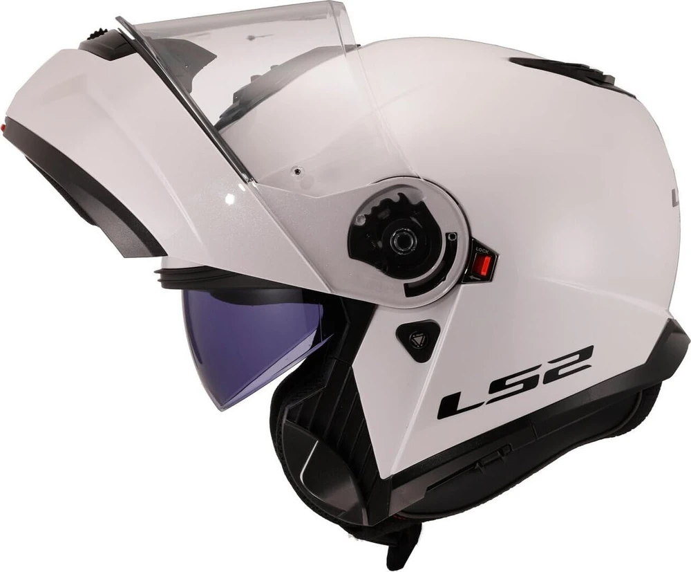 Ls2, atverčiamas motociklo šalmas strobe ii gloss baltas, xl
