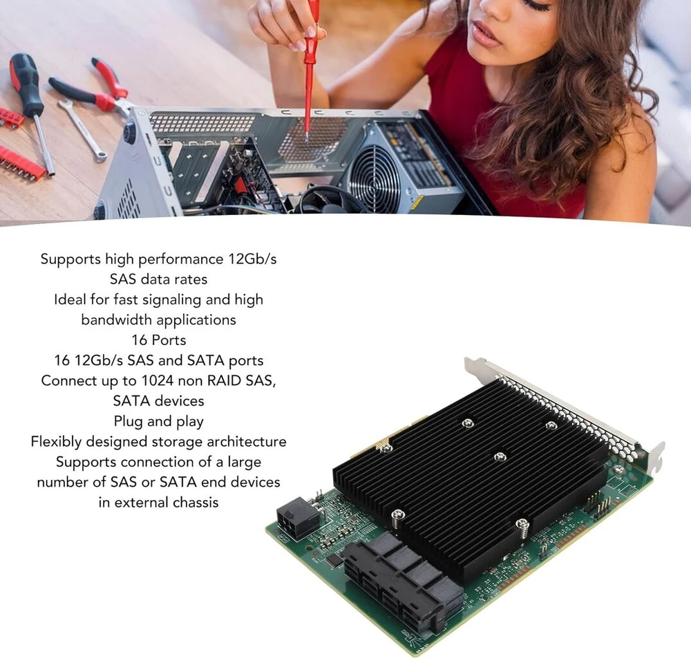 Lsi Sas 9300 16i Hba kortelė 12gbps Sata Sas prievado Hba pagrindinio magistralės adapterio kortelė, skirta Linux, Vmware, Freebsd