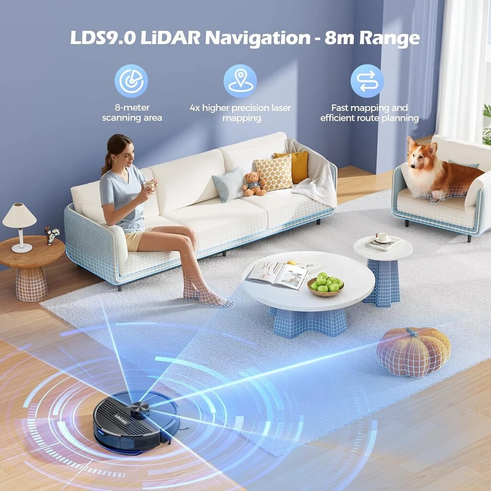 Lubluelu Robotas dulkių siurblys su šluostymo funkcija, 4500pa, Lidar navigacija