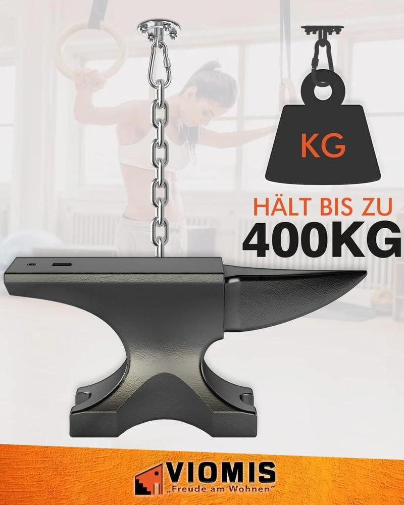 Lubų kabliukas pakabinamai kėdei Premium nerūdijančio plieno laikiklis 400 kg apkrova, skirtas pakabinamai kėdei, hamakui, bokso kriaušei, diržų treniruokliui, jogos rankšluosčiui, markizei, lizdo sūpynėms, sūpynėms