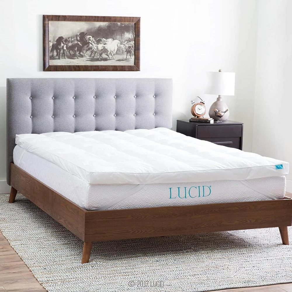 Lova Lucid Itin Minkštas 7.5 cm Mikropluošto Antčiužinis 160 x 190 cm Medvilninis Perkelio Užvalkalas su 4 Kampinėmis Juostelėmis Oeko-tex Kvėpuojantis Antčiužinis
