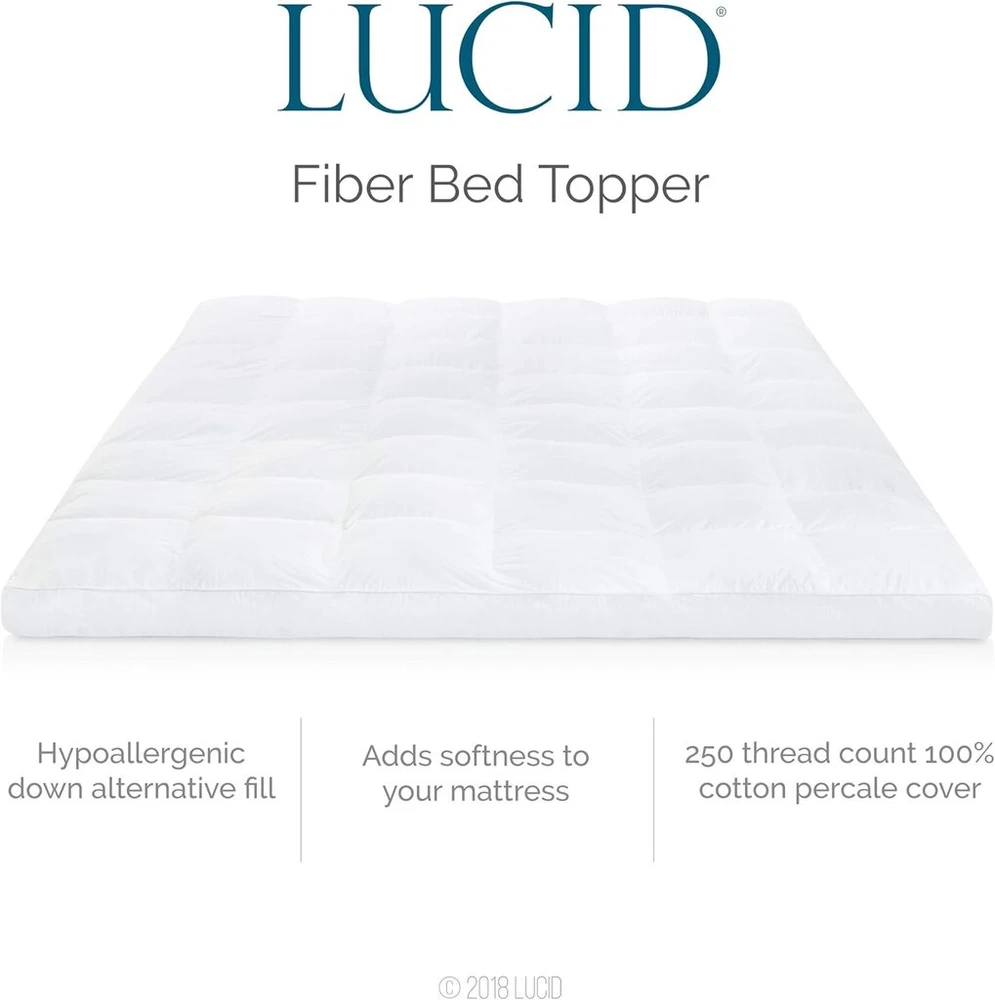 Lova Lucid Itin Minkštas 7.5 cm Mikropluošto Antčiužinis 160 x 190 cm Medvilninis Perkelio Užvalkalas su 4 Kampinėmis Juostelėmis Oeko-tex Kvėpuojantis Antčiužinis