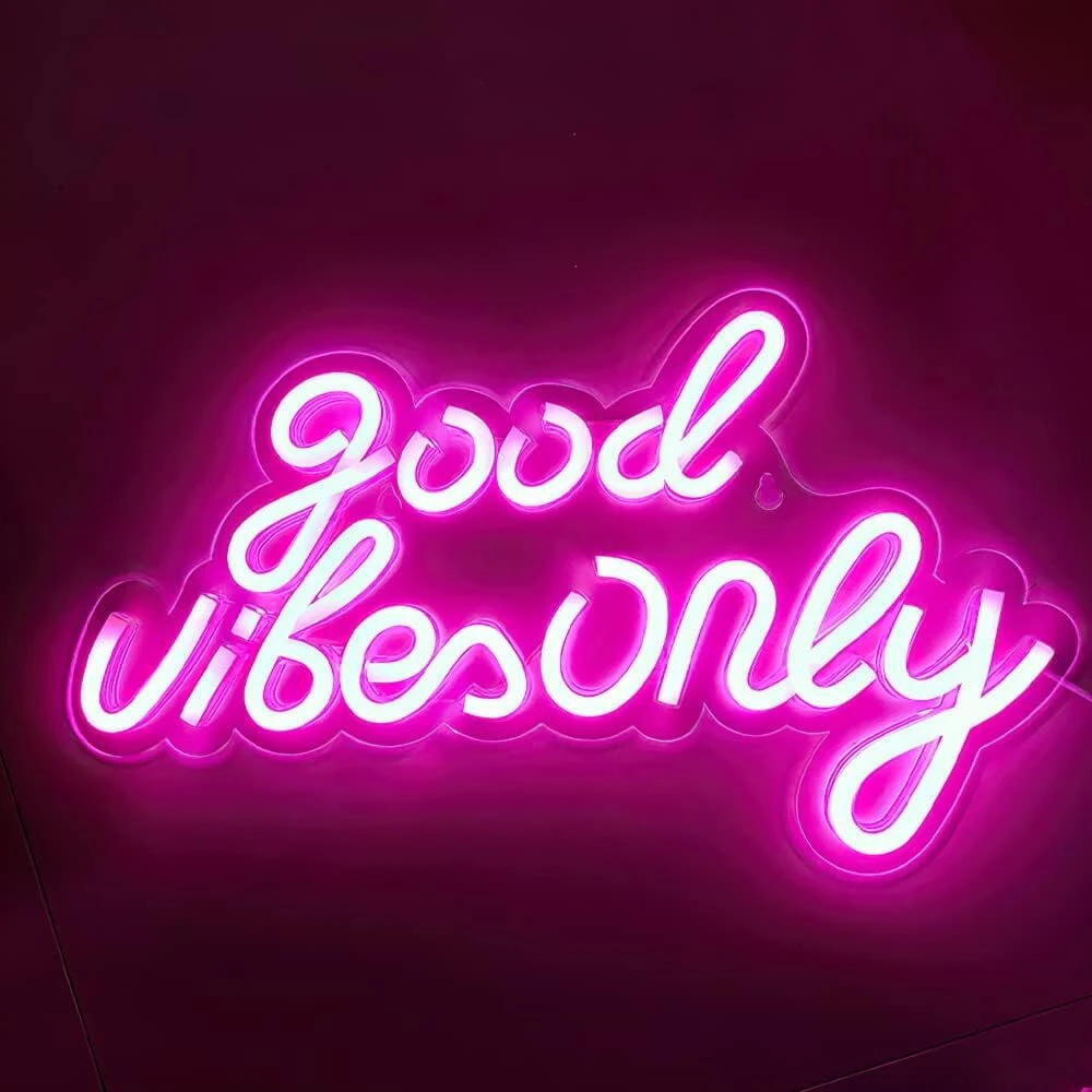 Lufeis neoninis ženklas, good vibe only, akrilinis neoninis šviestuvas, usb neoninis ženklas, neoninis 3d sienos dekoravimas, led neoninis šviestuvas, miegamojo sienos dekoravimui, barui, vestuvių dekorui, įsimylėjėlių dovana