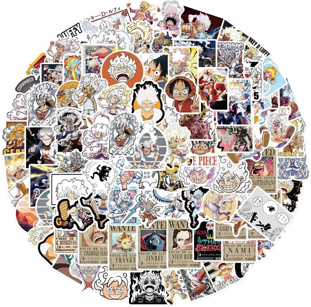 Luffy lipdukai 100 vienetų lagaminui, riedlentei, nešiojamam kompiuteriui, kompiuteriui, vandens buteliams, automobiliui, paaugliams, berniukams ir mergaitėms, vandeniui atsparūs lipdukai