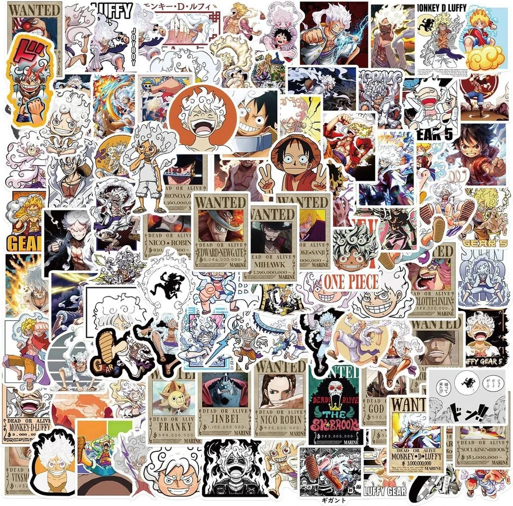 Luffy lipdukai 100 vienetų lagaminui, riedlentei, nešiojamam kompiuteriui, kompiuteriui, vandens buteliams, automobiliui, paaugliams, berniukams ir mergaitėms, vandeniui atsparūs lipdukai