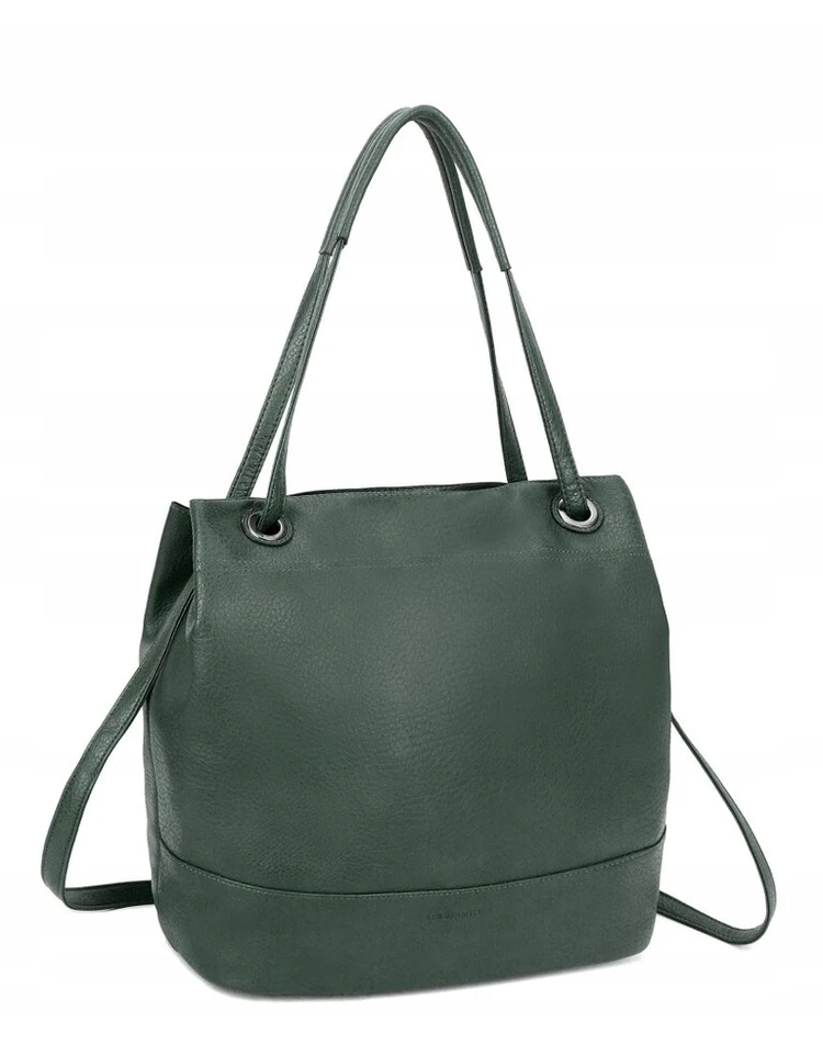 Luigisanto Žalias moteriškas shopper tipo rankinukas, maišelio formos, pagamintas iš ekologiškos odos, A4 formato, pavasario kolekcija, naujiena