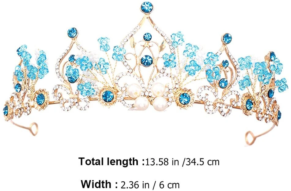 Luxshiny galvos juosta mėlyna tiara kalnų krištolas karūna tiara karūnos mėlyna mergaičių tiara banketui išleistuvių vestuvių vakarėliui plaukų aksesuarai