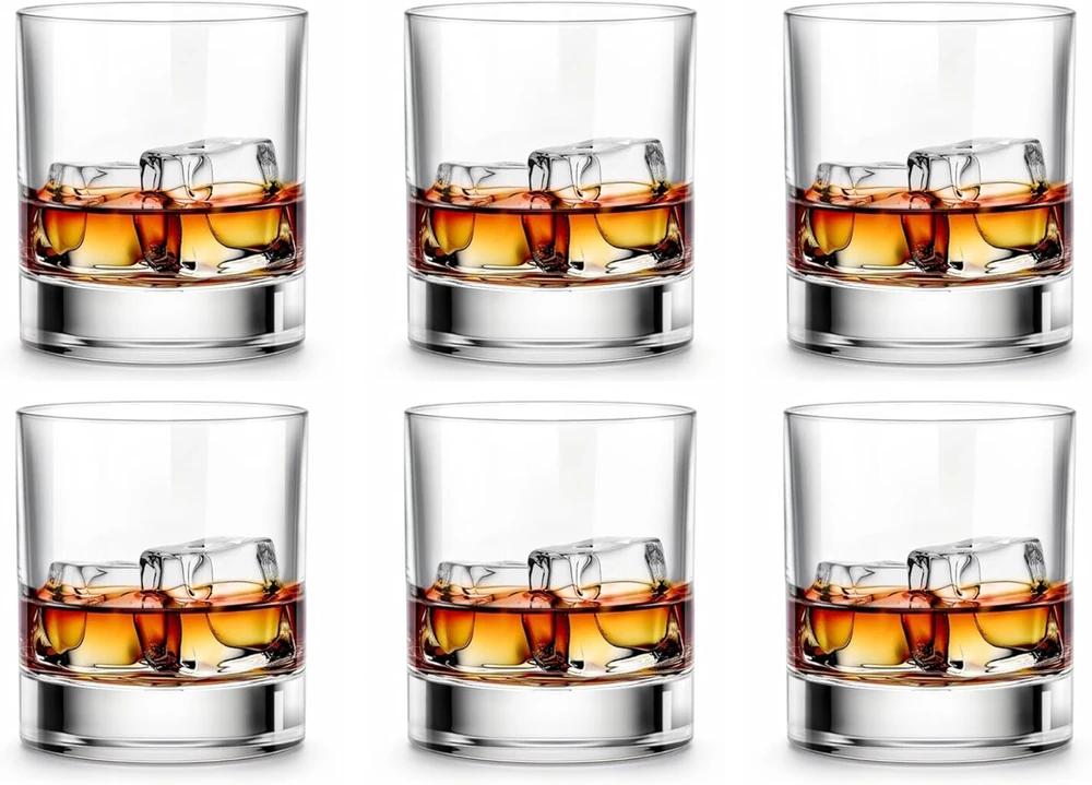 Luxu premium viskio stiklinės 310 ml škotiško viskio stiklinių rinkinys iš 6 / old fashioned viskio stiklinės / puiki idėja škotiško viskio mėgėjams / stilingi indai burbonui / romo stiklinės / baro viskio stiklinės, skaidrios