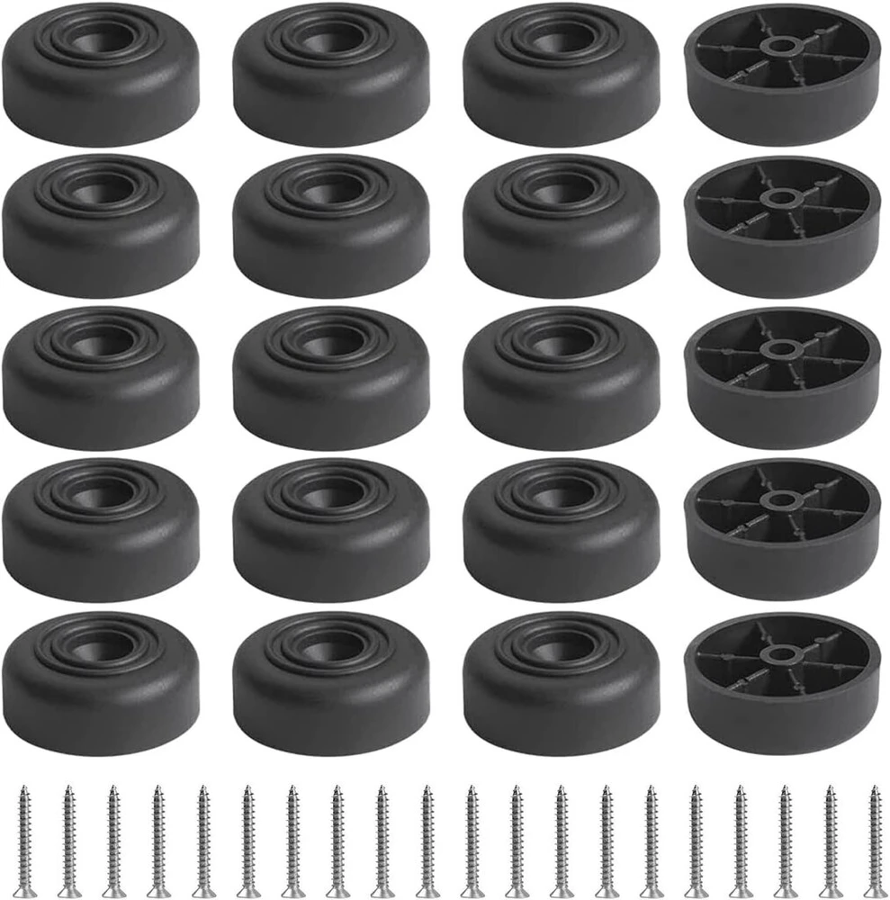 Lycxames baldų kojelės, 20 vnt., apvalios baldų kojelės, kojelės baldams, juodos, skersmuo 35 x aukštis 15 mm, spintelių kojelės, baldų slydimo elementai spintelėms, sofai, kėdei, kavos staliukui, televizoriaus spintelėms