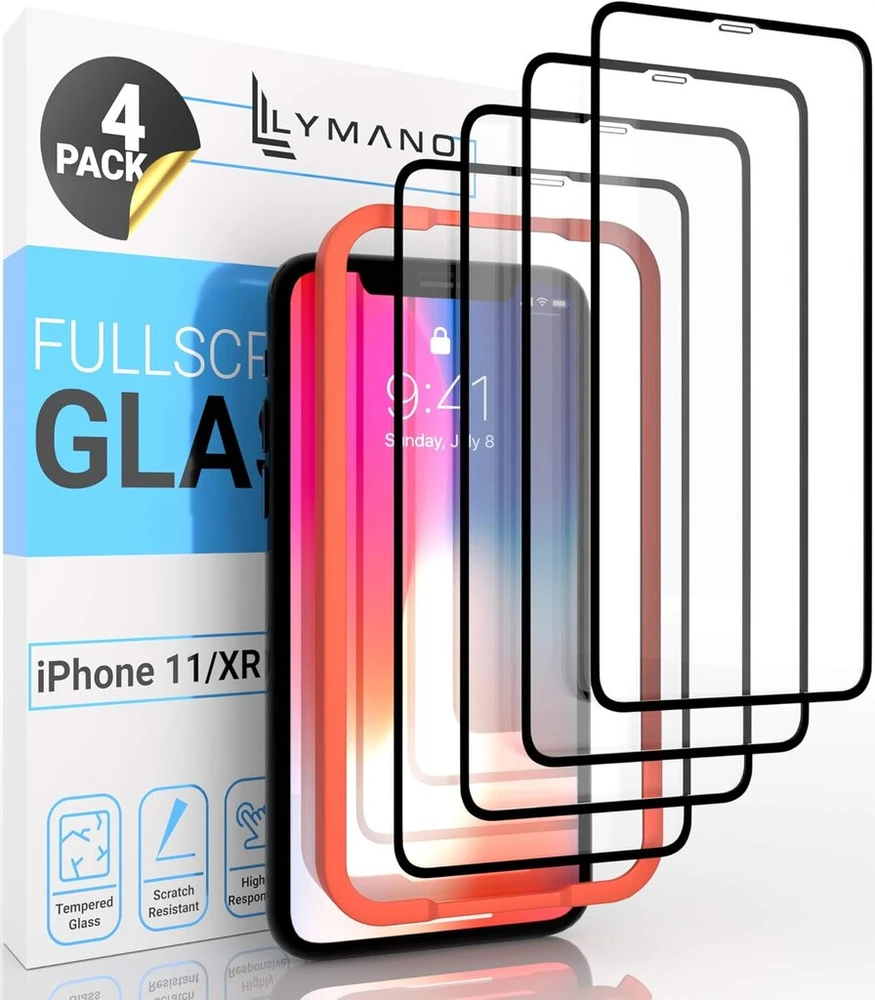 Lymano grūdintas stiklas, dengiantis visą ekraną, skirtas iphone 11 / iphone xr ekrano apsaugos stiklas (atsparus įbrėžimams) (be burbuliukų) (pilnas padengimas) (6.1 colio) - žiūrėti dabar