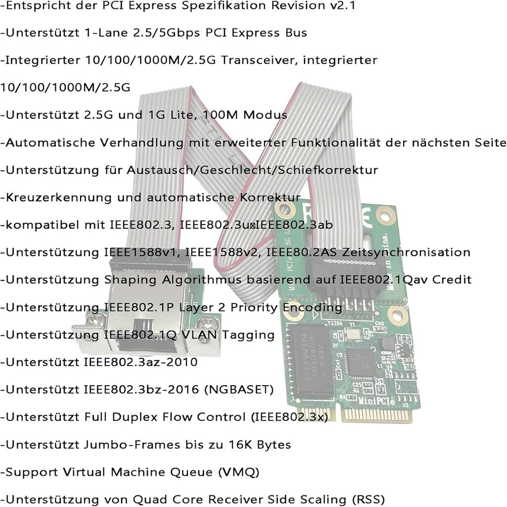 M.2 Ea Key Gigabit Lan Ethernet kortelė 2.5g Single Port Multi Gigabit tinklo adapteris, M.2 2.5g Ethernet tinklo kortelė