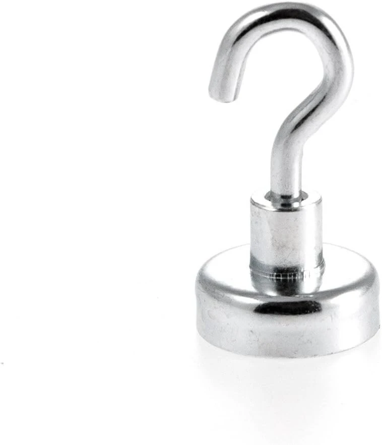 Magnetastico® | 5 neodimio N35 magnetiniai kabliukai 20 mm Ø | Laikymo galia 9,0 kilogramai | 5 neodimio kabliukai su cinko danga ir labai stiprūs
