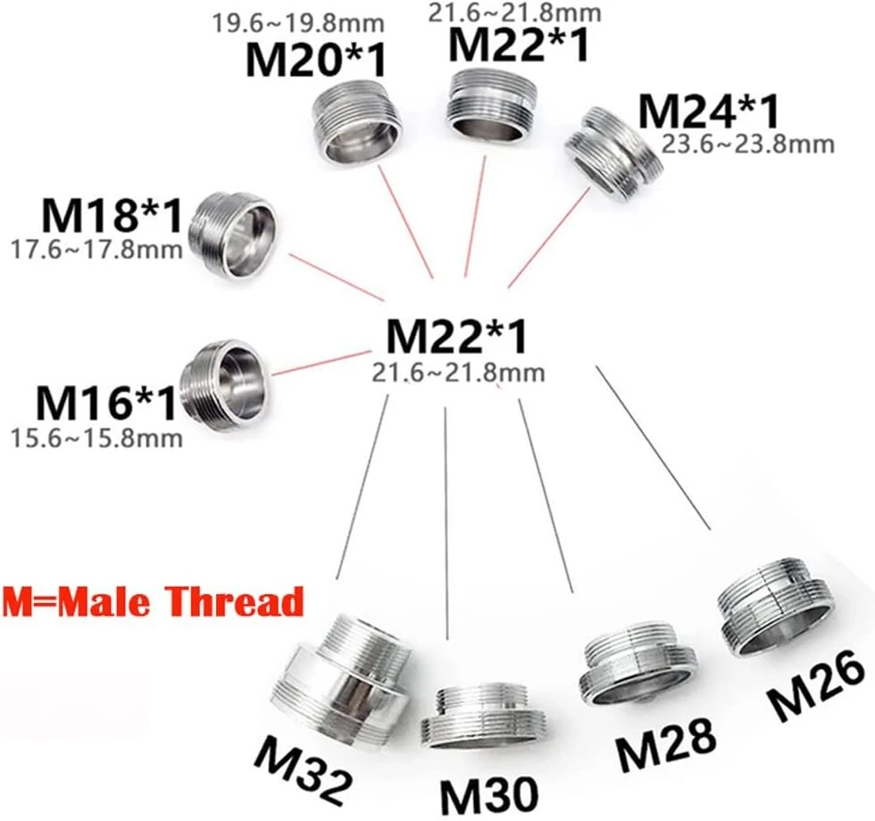 Maišytuvo aeratoriaus adapteris, 22 mm standartinis išorinis sriegis, žalvarinis vandens valymo filtro jungtis, virtuvės kriauklė, aeratoriaus adapteris (m22–m28)