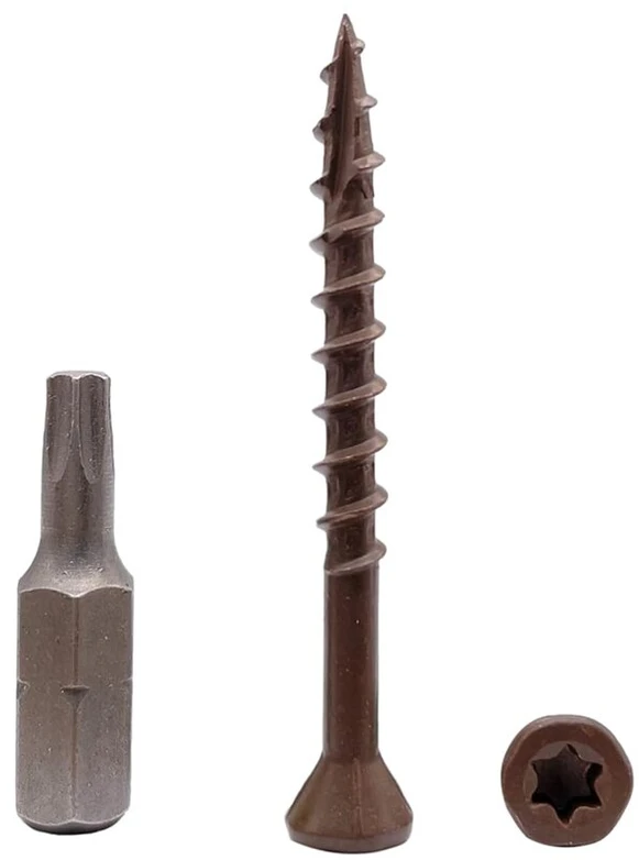 Marcopol (250 vnt.) rudi, antikorozine danga, 4,2 x 45 mm medinės terasos varžtai, medvaržčiai, torx galvutės tipas 17, įleidžiamas išorinis varžtas (250, 4,2 x 45 mm)