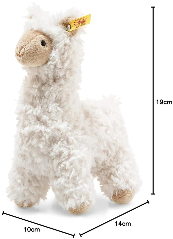Margarete Steiff Steiff 69444 originalus lamos minkštas žaislas cuddly friends leandro, apie 14 cm, firminis pliušinis žaislas su sagute ausyje, minkštas draugas kūdikiams nuo gimimo, kreminės spalvos