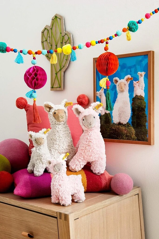 Margarete Steiff Steiff 69444 originalus lamos minkštas žaislas cuddly friends leandro, apie 14 cm, firminis pliušinis žaislas su sagute ausyje, minkštas draugas kūdikiams nuo gimimo, kreminės spalvos
