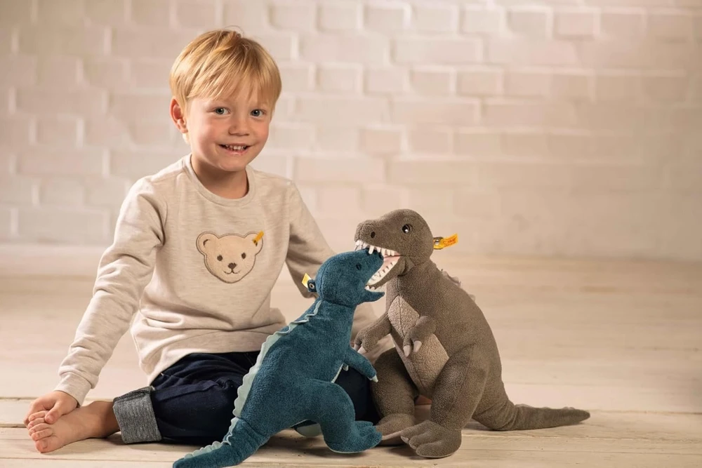 Margarete Steiff Steiff 067129 Thaisen T-rex Dino Minkštas Žaislas 35 cm Turkio spalvos Egėjo mėlynumo