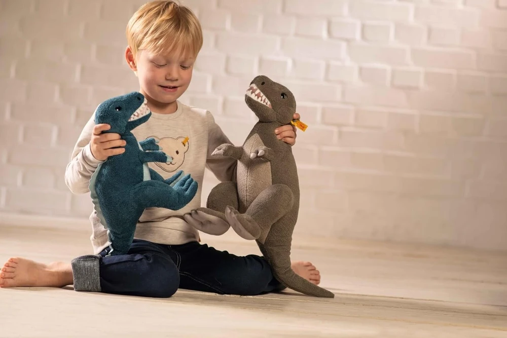 Margarete Steiff Steiff 067129 Thaisen T-rex Dino Minkštas Žaislas 35 cm Turkio spalvos Egėjo mėlynumo