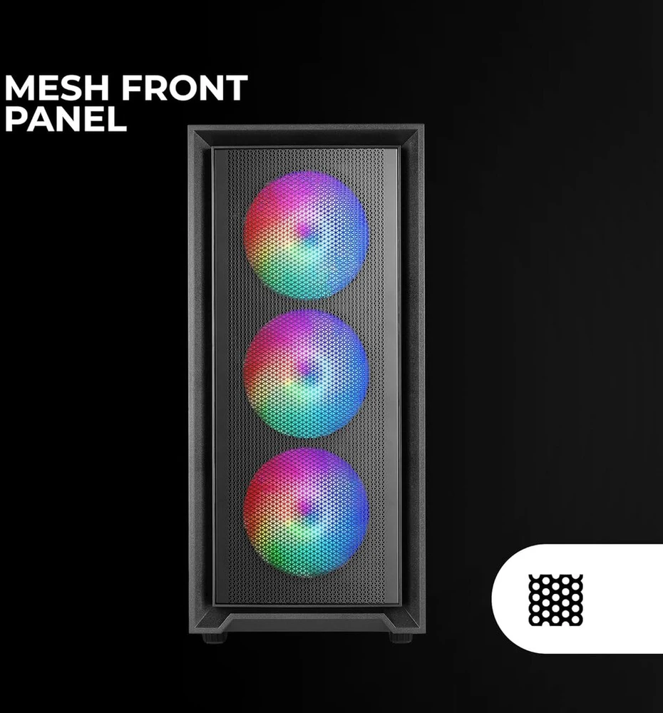 Marsgaming mc-air, atx korpusas, 4 x frgb rainbow 120 mm ventiliatoriai, tinklinis priekinis skydelis, pilnas grūdinto stiklo šoninis langas, dvigubos kameros sistema, palaiko vandens aušinimą, juodas
