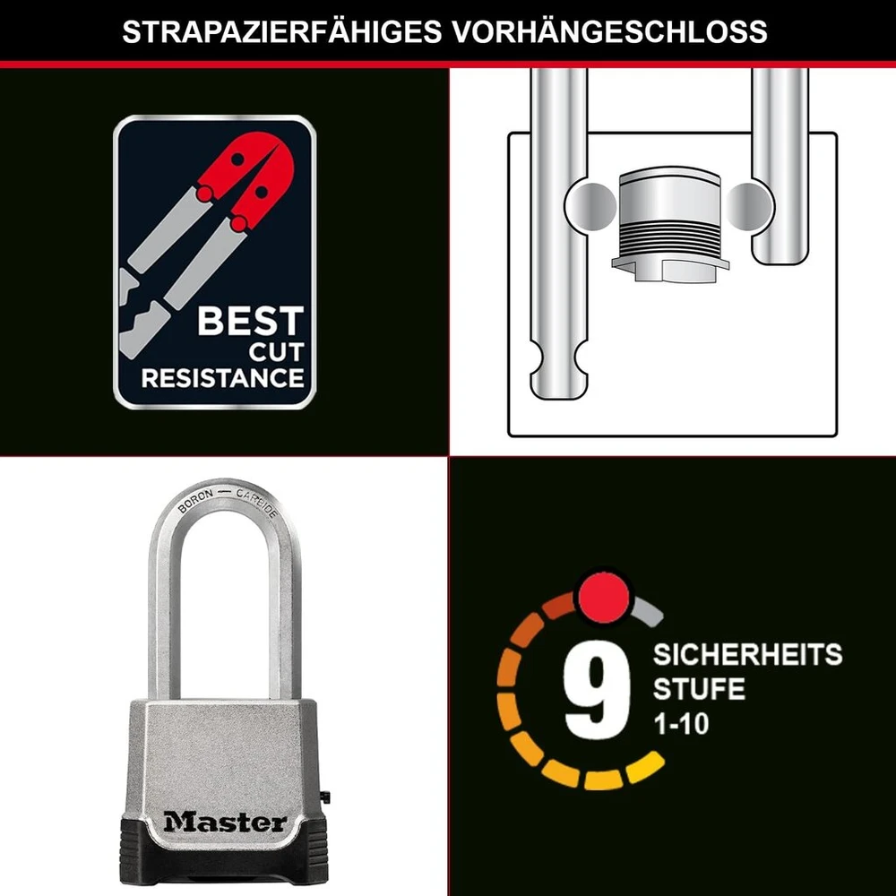 Master Lock Excell 4 skaitmenų kombinacijos 56 mm pakabinama spyna su avariniu raktu